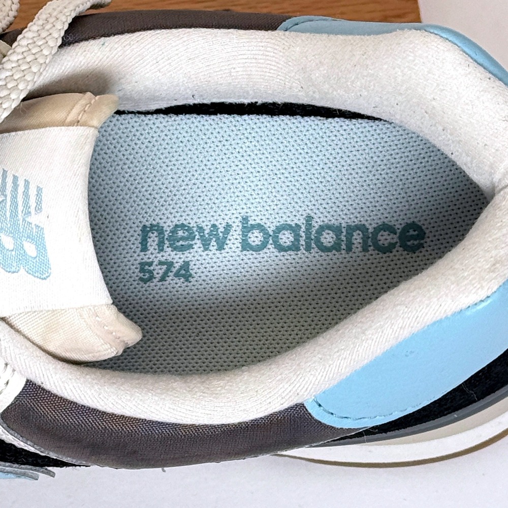 New Balance 574 Sneakers Mens 11 Black Blue WL574RCA Low Top Suede Running Shoes - Picture 5 of 13